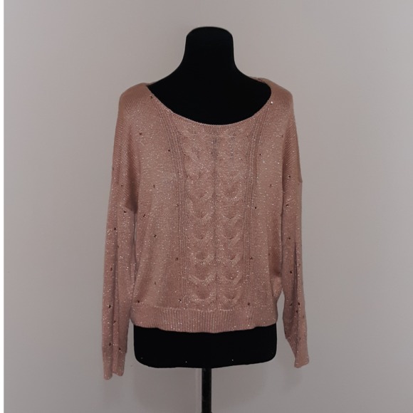 Soho Jeans Peach Metallic Rhinestone Knit … - Picture 3 of 8